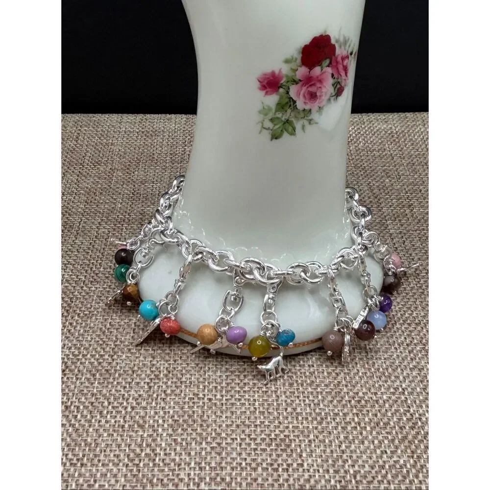 Jay King Sterling Silver Multi-Gemstone Charm Bracelet – Limited Edition 20th An